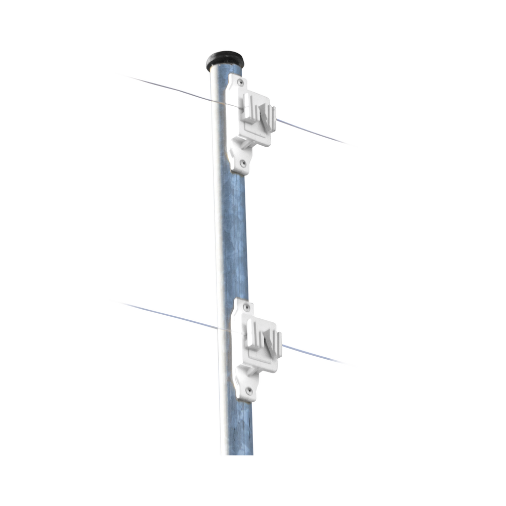 Aislador de Paso Blanco reforzado para cercos eléctricos, resistente al clima extremoso