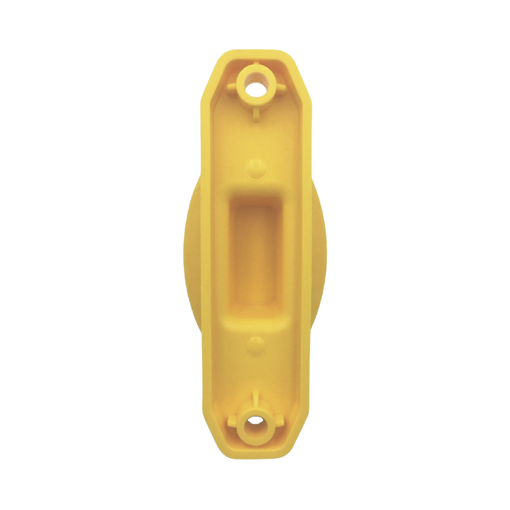 Aislador de Paso color Amarillo reforzado para cercos eléctricos, resistente al clima extremoso