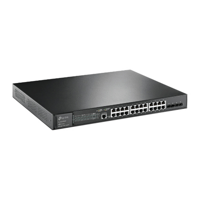 Switch L2+ Omada PoE+ / 24 Puertos PoE+ 10/100/1000 Mbps / 4 Puertos SFP+ 10G / 2 Puertos Consola (RJ45 y microUSB) / Ad