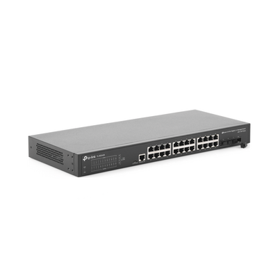Switch L2+ Omada PoE+ / 24 Puertos PoE+ 10/100/1000 Mbps / 4 Puertos SFP+ 10G / 2 Puertos Consola (RJ45 y microUSB) / Ad