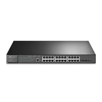 Switch L2+ Omada PoE+ / 24 Puertos PoE+ 10/100/1000 Mbps / 4 Puertos SFP+ 10G / 2 Puertos Consola (RJ45 y microUSB) / Ad