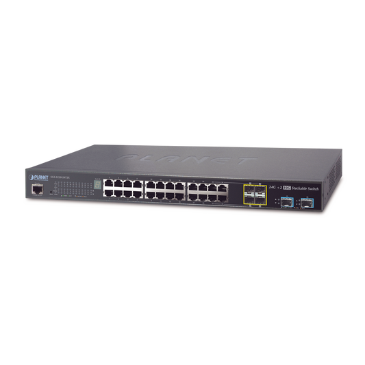 Switch de Acceso Stack Capa 2+ de 24 puertos + 4 compartidos TP/SFP + 2 Puertos 10G SFP+  Stack