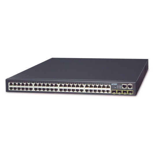 Switch Stack Administrable Capa 3 de 48 puertos 1Gbps + 4 puertos SFP 1Gbps Throughput 77 Mpps