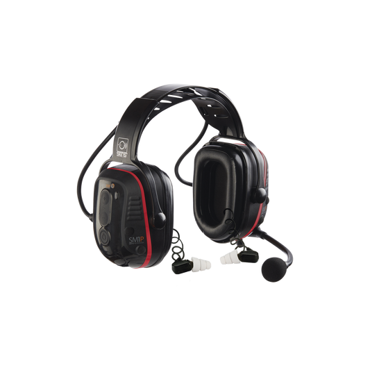 Audífonos inteligentes de diadema de uso rudo intrínsecamente seguros de doble protección con Bluetooth y comunicación a corta distancia incluido para radios análogos y digitales