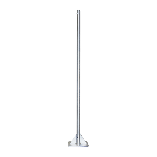 Mástil de 2 metros de 2" Diámetro, con Opresor, Base Soldada . Galvanizado por Inmersión en Caliente.
