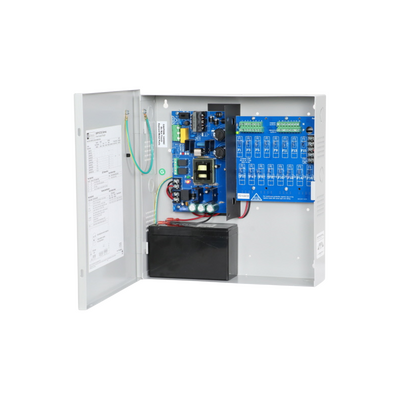 Fuente de Poder y Cargador 12 VDC / 10 A / 16 Salidas con Protección PTC Autorreseteable de 2.5 A / Supervisión de Falla