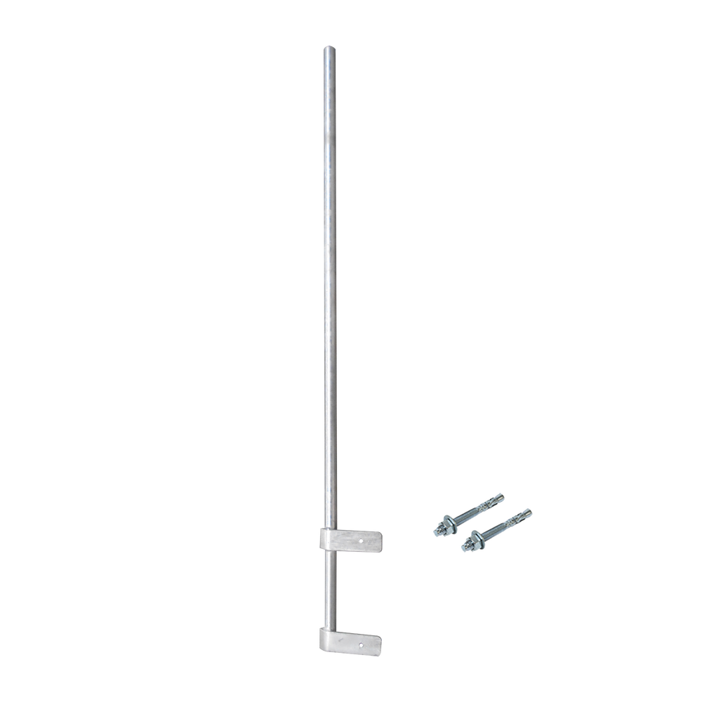 Mástil Liviano de Pared de 1.5 m (Diam. 1-1/4") con Cejas de Fijación  Soldadas, ¡No se gira! Incluye Taquetes para instalación. 