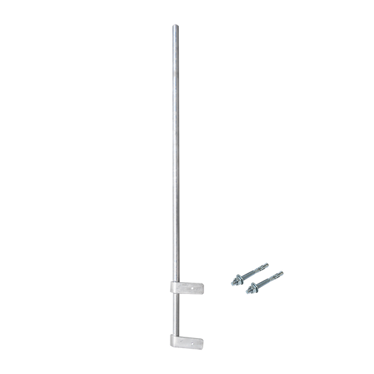 Mástil Liviano de Pared de 1.5 m (Diam. 1-1/4") con Cejas de Fijación  Soldadas, ¡No se gira! Incluye Taquetes para instalación. 