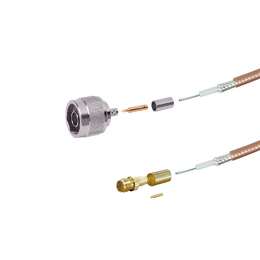 Cable de 60 cm tipo RG-142/U con conectores N Macho y SMA Hembra Inverso (Hasta 8 GHz).