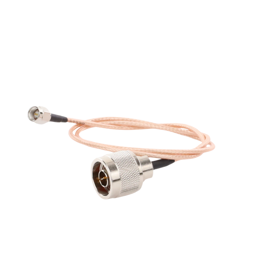 Cable RG-316 con conectores N Macho en un extremo y en el otro SMA Macho.