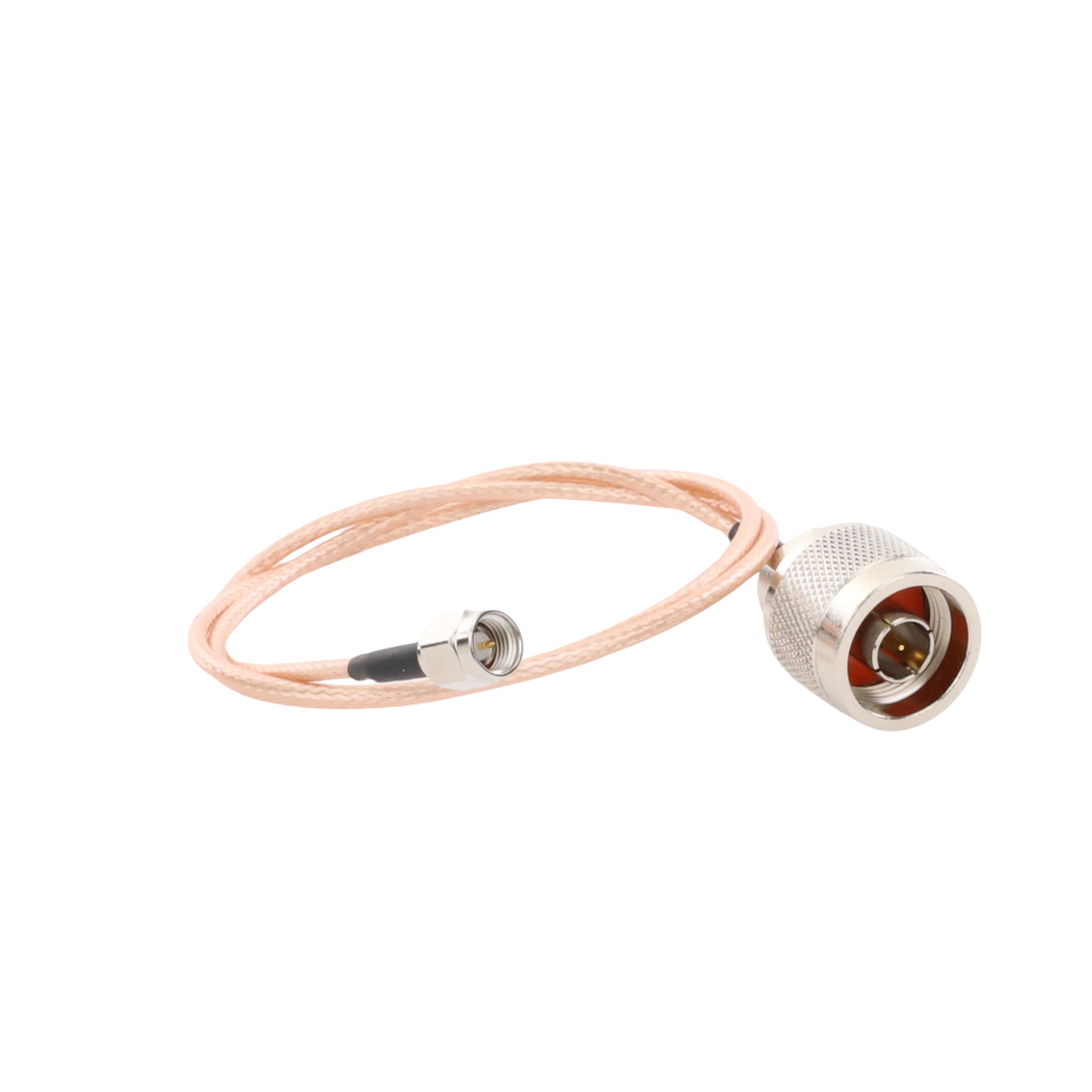 Cable RG-316 con conectores N Macho en un extremo y en el otro SMA Macho.