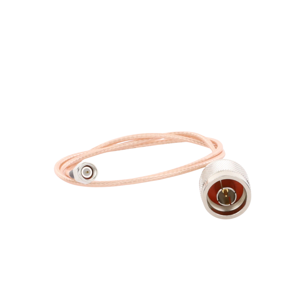 Cable RG-316 con conectores N Macho en un extremo y en el otro SMA Macho.