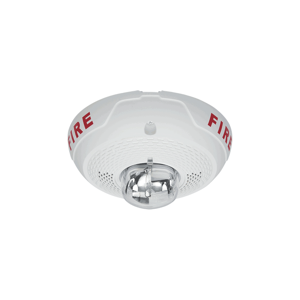 Bocina con Lámpara Estroboscópica, Montaje en Techo, Color Blanco, Nuevo Diseño Moderno y Elegante y Menor Consumo de Corriente