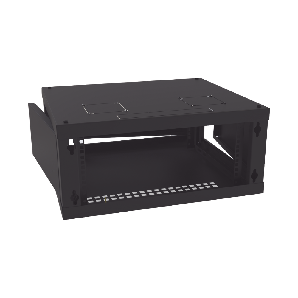 Gabinete de Montaje en Pared, Con Puerta de Cristal, Cuerpo Fijo con Rack, de 19in, 4UR, 535 mm de Profundidad, Color Negro.