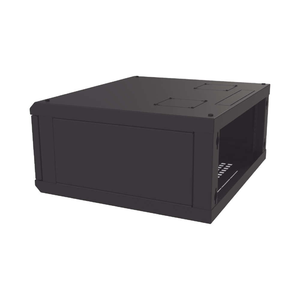 Gabinete de Montaje en Pared, Con Puerta de Cristal, Cuerpo Fijo con Rack, de 19in, 4UR, 535 mm de Profundidad, Color Negro.
