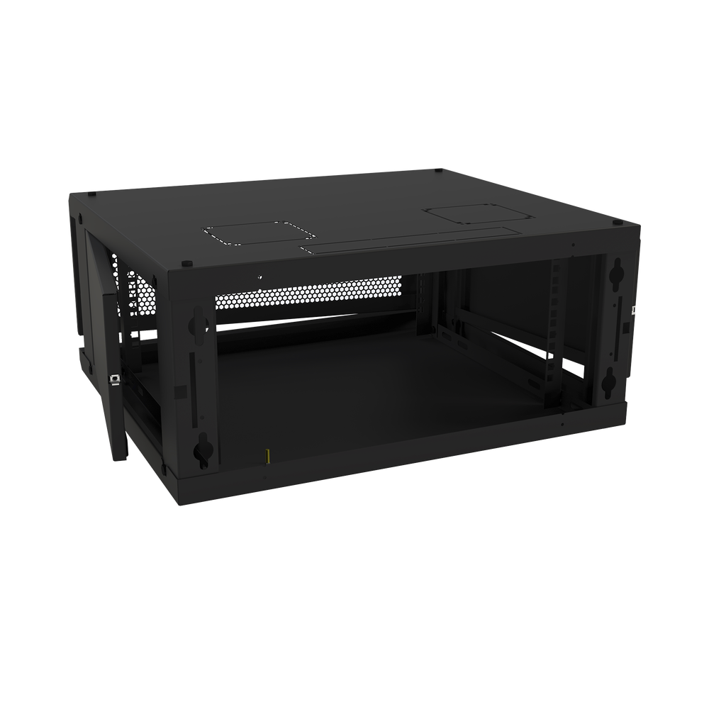 Gabinete de Pared Fijo, Con 4 Unidades de Rack, de 19 in, Fabricado en Acero, Puerta Perforada.