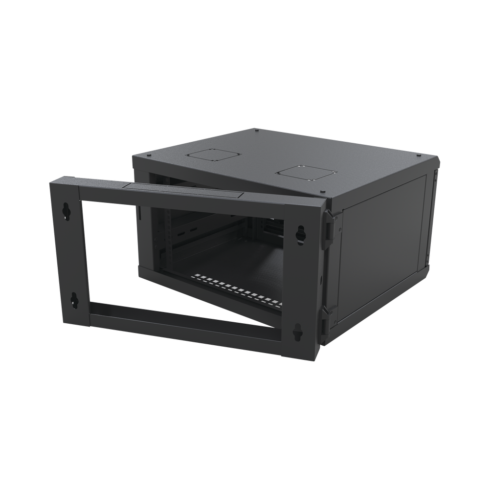 Gabinete Abatible de Pared (Con Marco Trasero) con Rack 19" de 6 Unidades. Ventana de Cristal Templado.