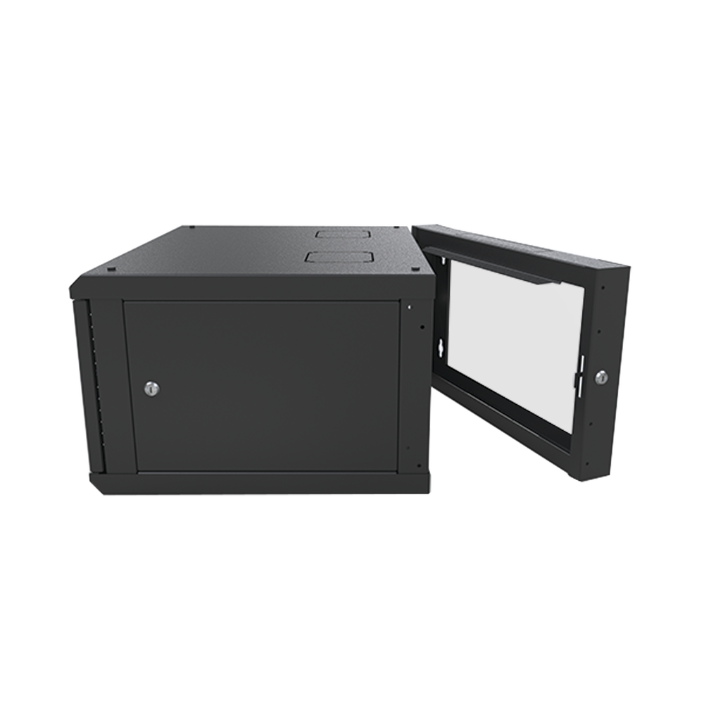 Gabinete Abatible de Pared (Con Marco Trasero) con Rack 19" de 6 Unidades. Ventana de Cristal Templado.