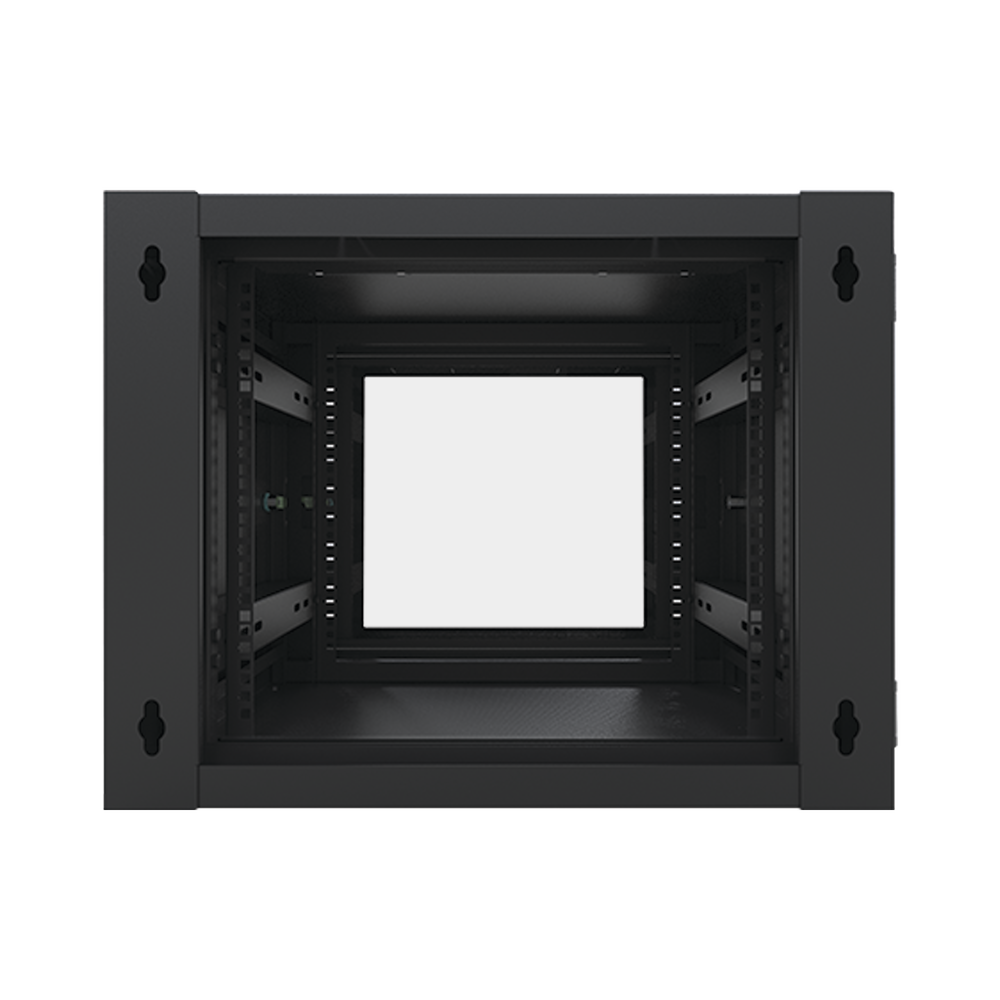 Gabinete Abatible de Pared (Con Marco Trasero) con Rack 19" de 9 Unidades. Ventana de Cristal Templado.