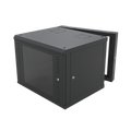 Gabinete Abatible de Pared (Con Marco Trasero) con Rack 19" de 9 Unidades. Ventana de Cristal Templado.