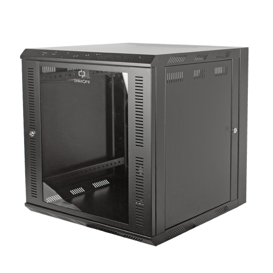 Gabinete para Montaje en Pared Cuerpo Abatible con Rack 19" de 12 Unidades Ventana de Cristal