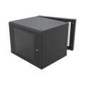 Gabinete Abatible de Pared (Con Marco Trasero) con Rack 19" de 12 Unidades. Ventana de Cristal Templado.