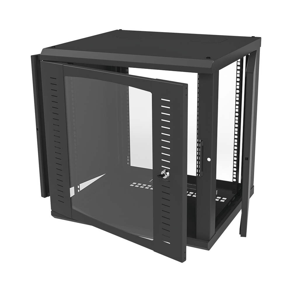 Gabinete para Montaje en Pared Cuerpo Fijo, con 12 Unidades de Rack, de 19in, Puerta de Cristal Templado, Fabricado en Acero