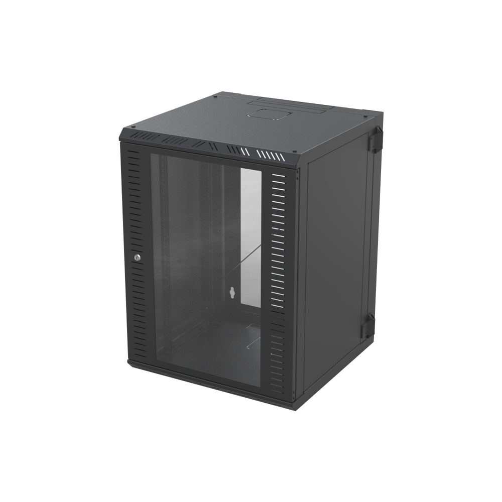 Gabinete Abatible para Montaje en Pared  con Rack 19" de 16 Unidades con Vidrio de Seguridad