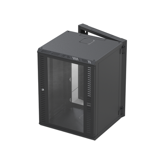 Gabinete Abatible para Montaje en Pared  con Rack 19" de 16 Unidades con Vidrio de Seguridad