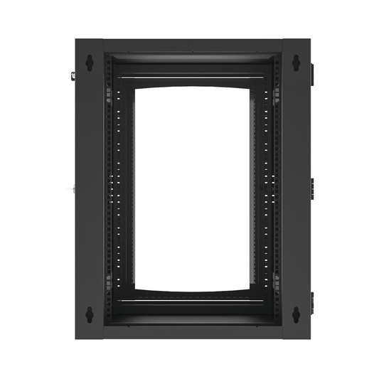 Gabinete Abatible de Pared (Con Marco Trasero) con Rack 19" de 16 Unidades. Ventana de Cristal Templado.