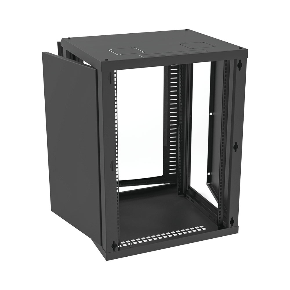 Gabinete para Montaje en Pared, Puerta de Cristal Templado, Cuerpo Fijo con Rack 19" de 16 Unidades