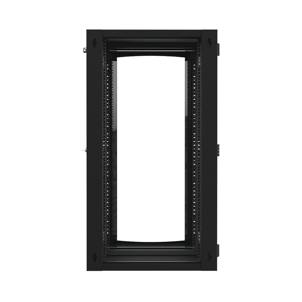 Gabinete Abatible de Pared (Con Marco Trasero) con Rack 19" de 24 Unidades. Ventana de Cristal Templado.