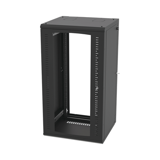 Gabinete Abatible de Pared (Con Marco Trasero) con Rack 19" de 24 Unidades. Ventana de Cristal Templado.