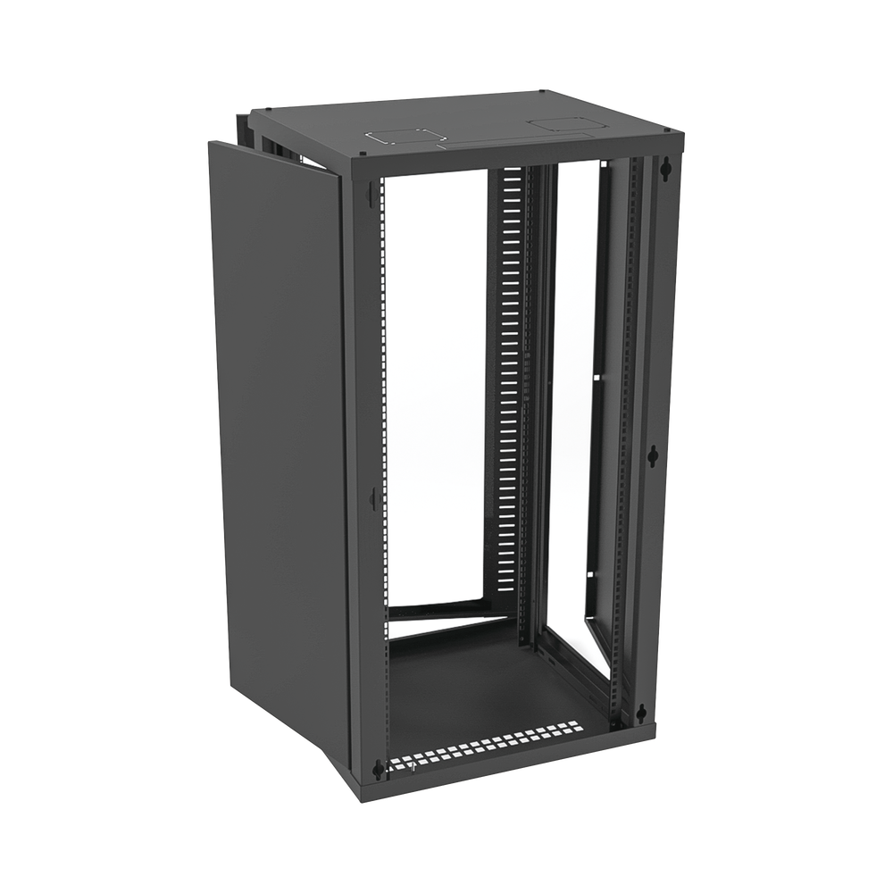 Gabinete para Montaje en Pared, Puerta de Cristal Templado, Cuerpo Fijo con Rack 19" de 24 Unidades