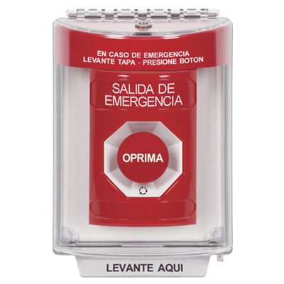 Botón de Salida de Emergencia, Cubierta de Policarbonato Súper Resistente de Superficie con Espaciador, Activación de Ac