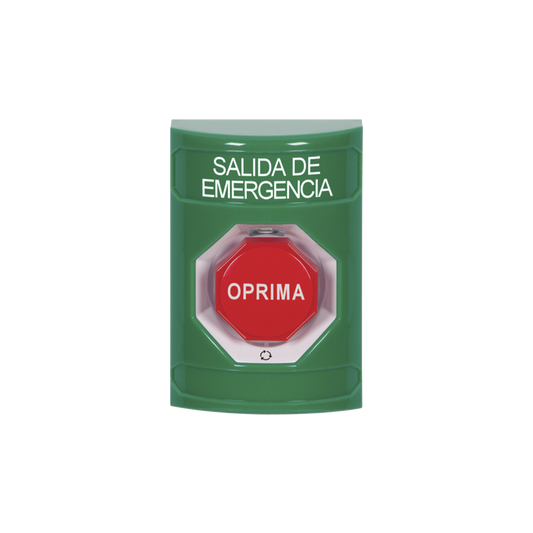 Botón de Salida de Emergencia en Español, Acción Mantenida, Girar para Restablecer y LED Multicolor