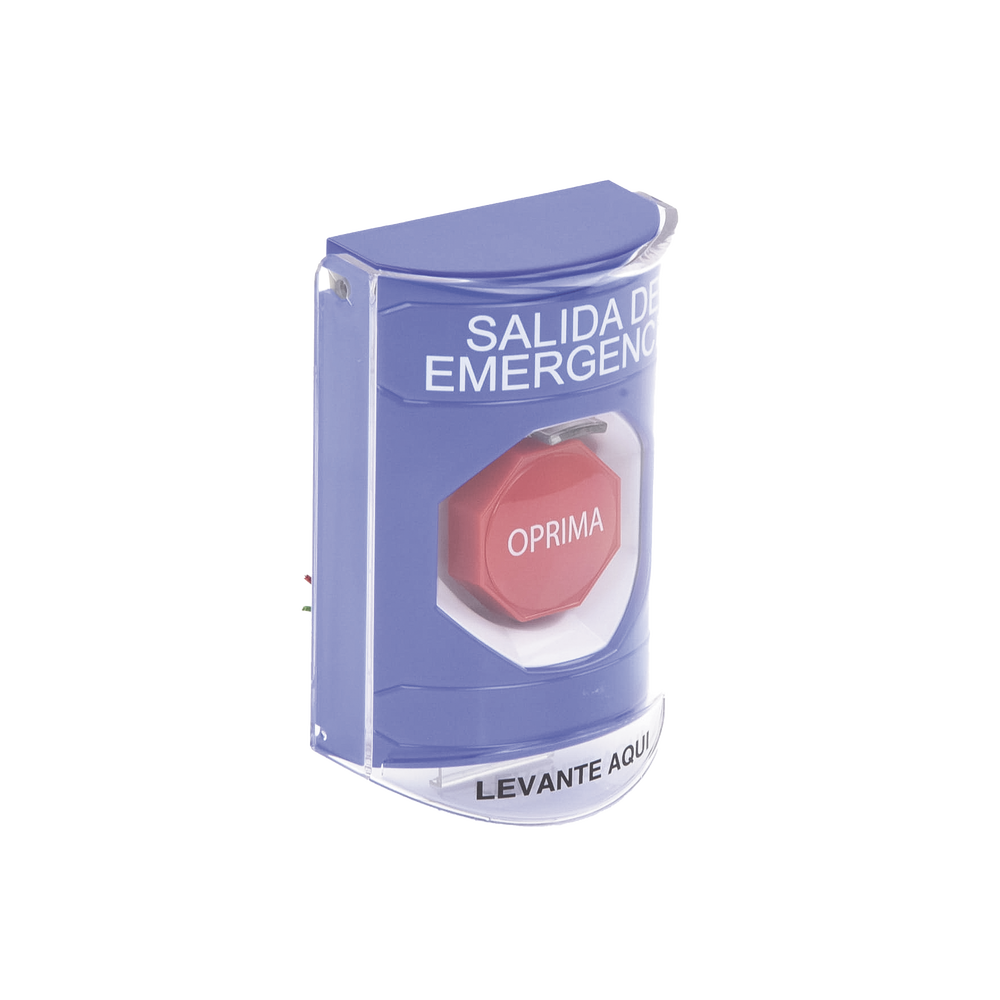 Emergency Exit Button, Spanish Text, Super Strong Polycarbonate Protective Cover and Key Reset