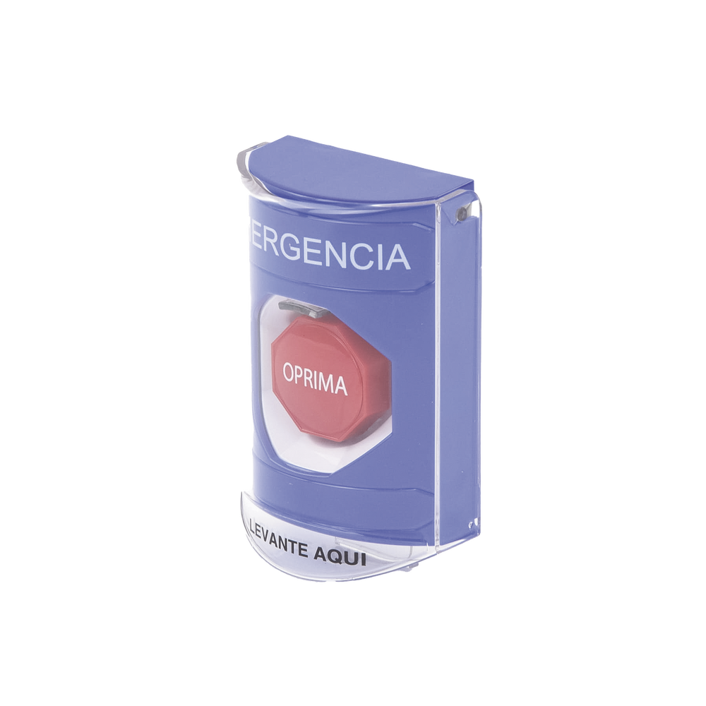 Spanish Emergency Button with Super-Resistant Polycarbonate Protective Cover, Key Reset and Siren