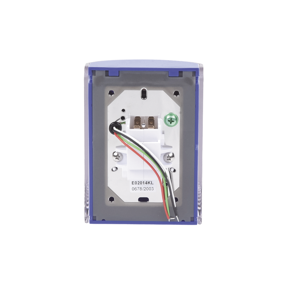 Spanish Emergency Button with Super-Resistant Polycarbonate Protective Cover, Key Reset and Siren
