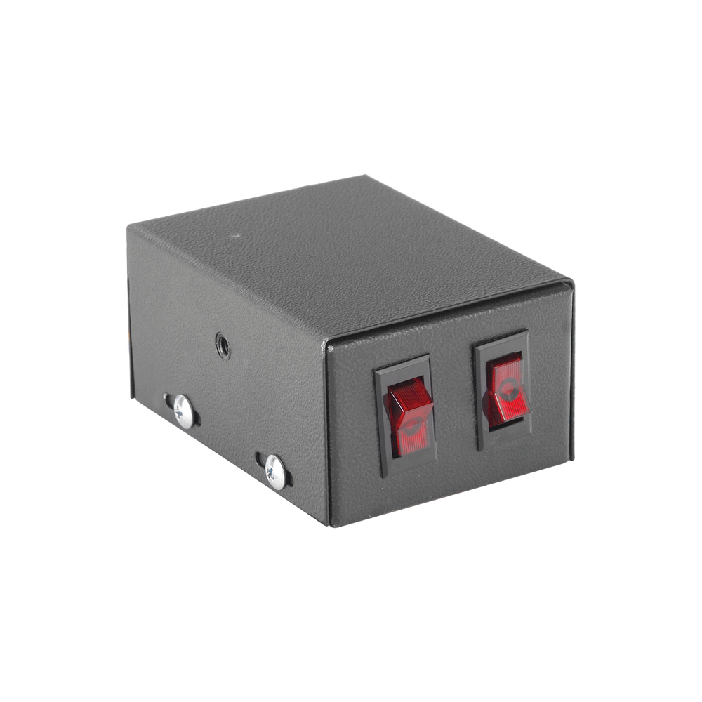 Gabinete metálico con 2 interruptores iluminados para barra de luces