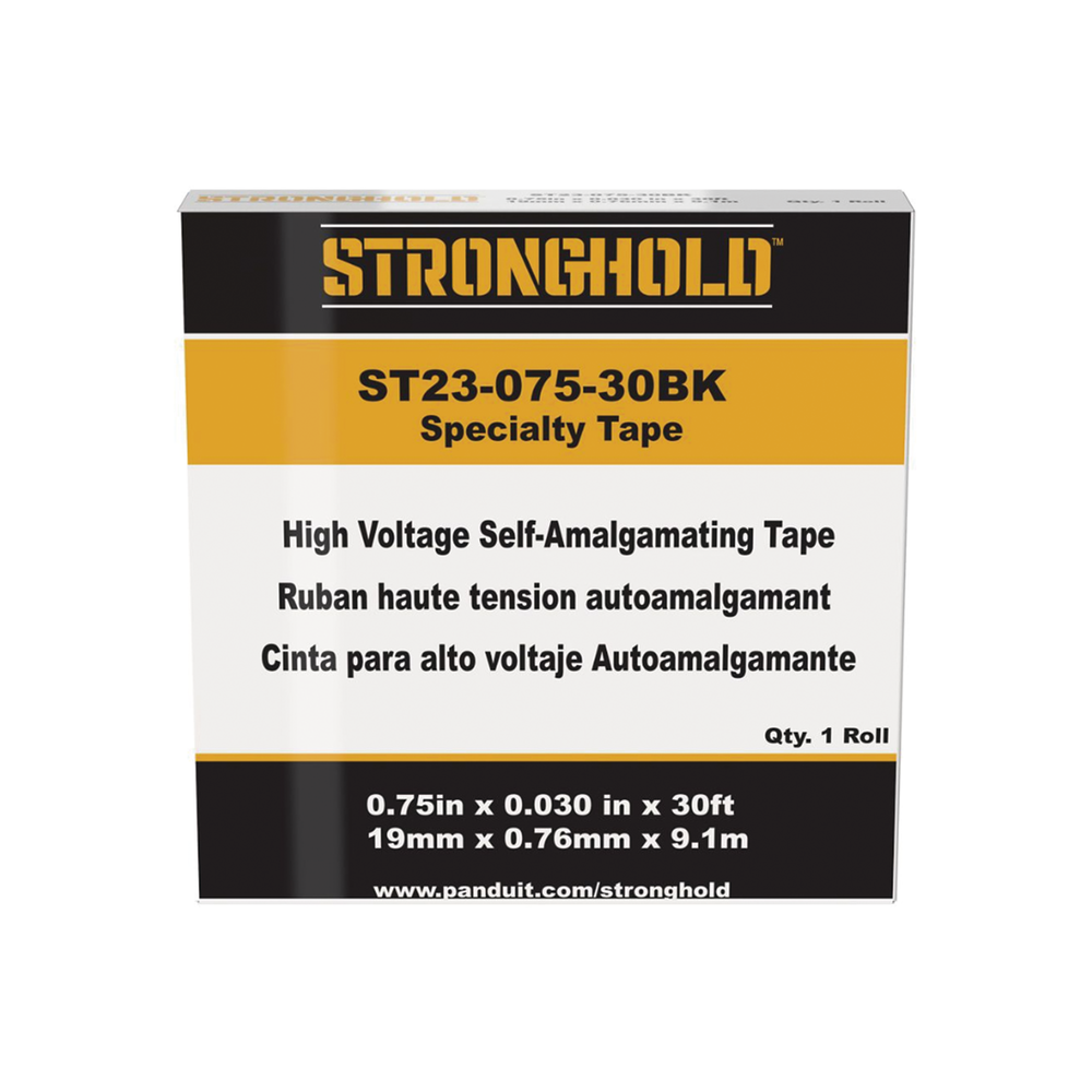 Cinta Eléctrica para Aislar de Caucho ERP, Autofusionable, Uso Industrial, Grosor de 0.76mm (30 mil), Ancho de 19mm, y 9.1m de Largo, Color Negro