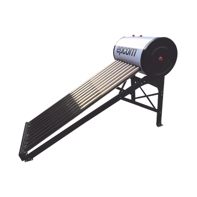 Bóiler Solar de Baja Presión con 9 Tubos de Vacío de Mayor Resistencia y Termotanque Inoxidable de Grado Alimenticio de 
