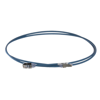 Patch Cord Cat6A, Diametro Reducido 28 AWG, Blindado S/FTP, CM/LS0H, 20 cm, Color Azul