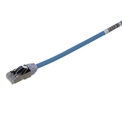 Patch Cord Cat6A, Diametro Reducido 28 AWG, Blindado S/FTP, CM/LS0H, 20 cm, Color Azul
