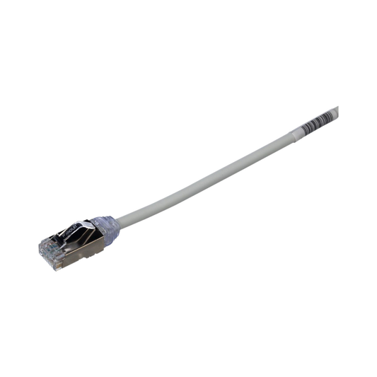 Patch Cord Cat6A, Diametro Reducido 28 AWG, Blindado S/FTP, CM/LS0H, 1 m, Color Gris