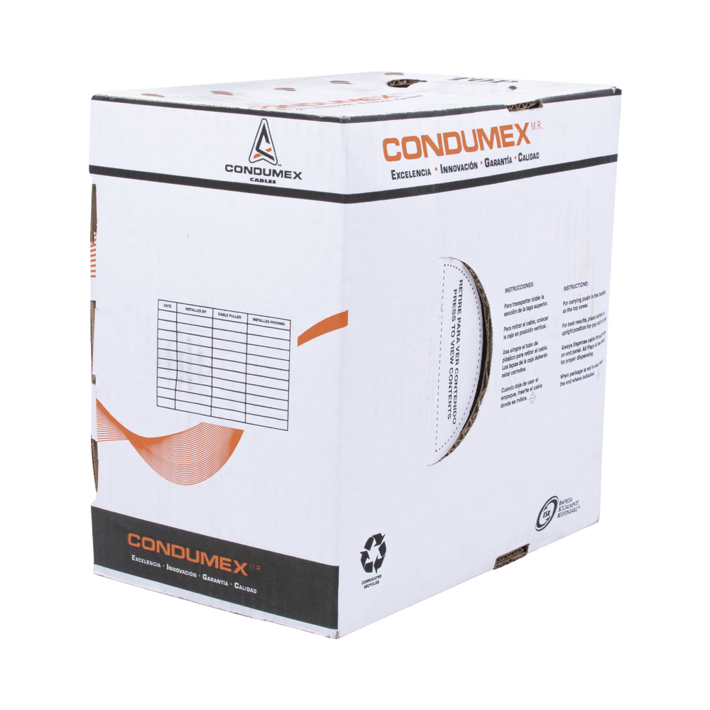 Bobina de 305 Metros / Cable de Cobre / 4x22 AWG / Tipo Alarmas UL / Para Interior / Color Blanco / Para Aplicaciones de Alarmas de Intrusión / interfonos / TV Porteros / y Multi-Propósito/  Hecho en México