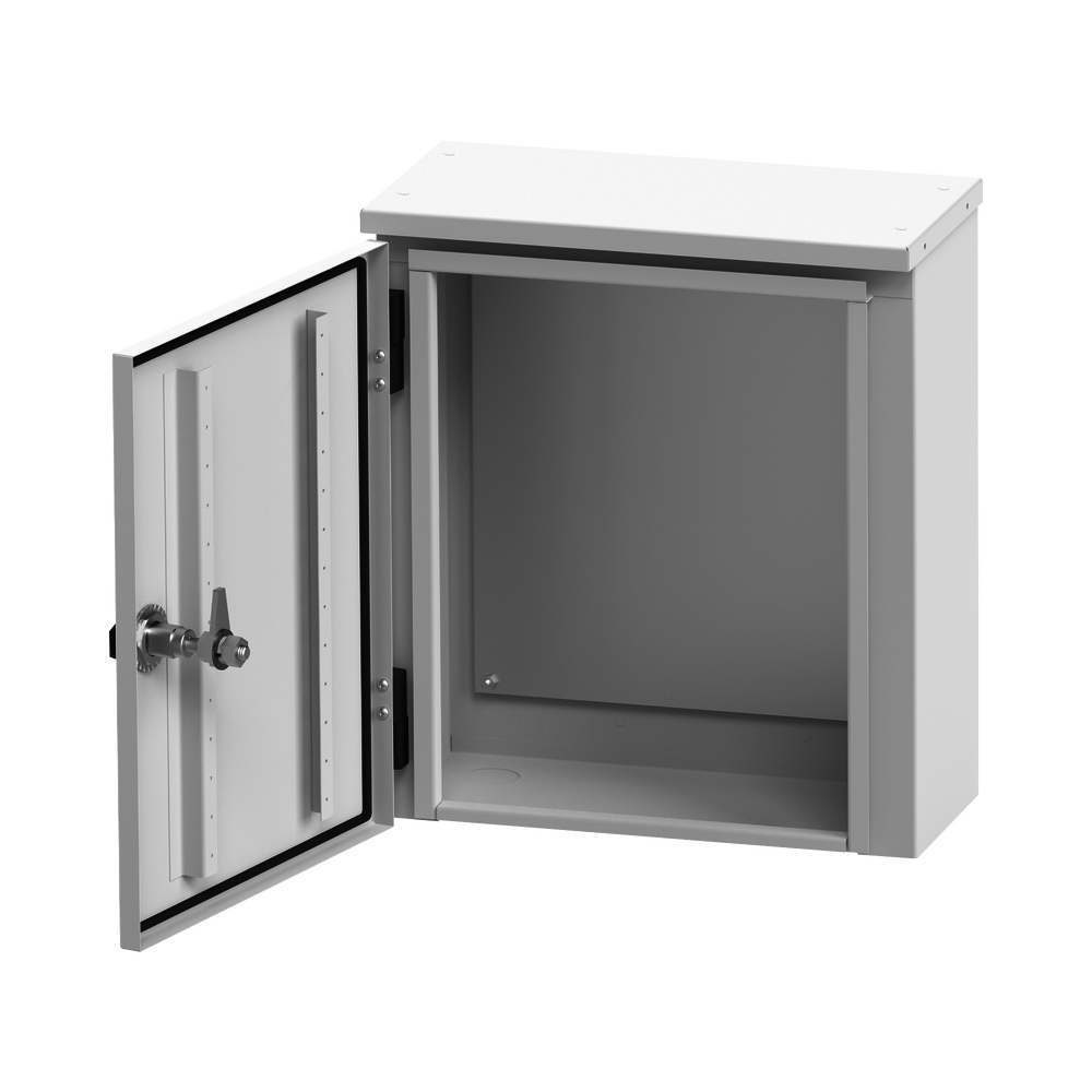 Gabinete de Exterior con Preparación para Instalación en Muro o Poste (355 X 406 X 170 mm).