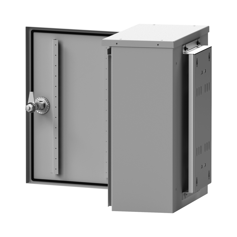 Gabinete de Exterior con Preparación para Instalación en Muro o Poste (355 X 406 X 170 mm).