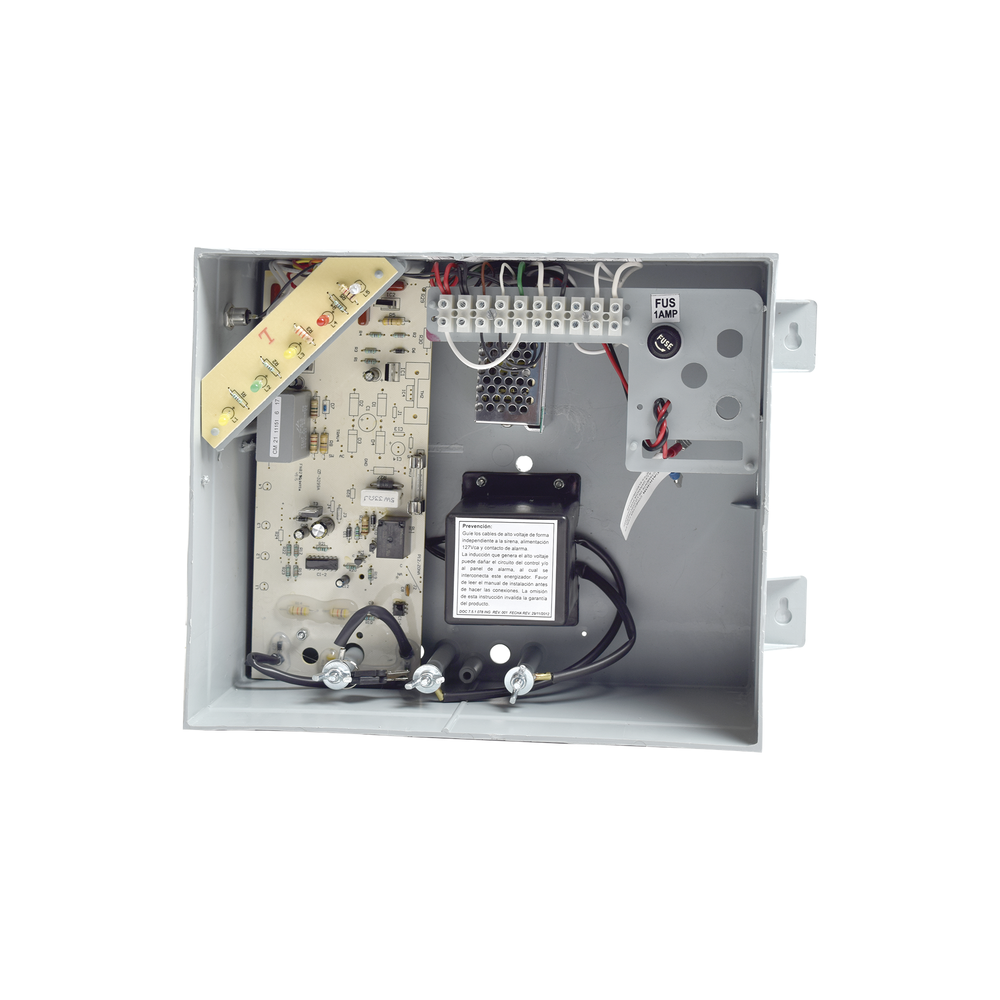 Energizador de 12,000Volts-1.2JOULES / 3500 Mts lineales de Protección / Activado por Atenuación de voltaje,Corte de línea o Aterrizamiento de la línea/Integración a panel de Alarma.