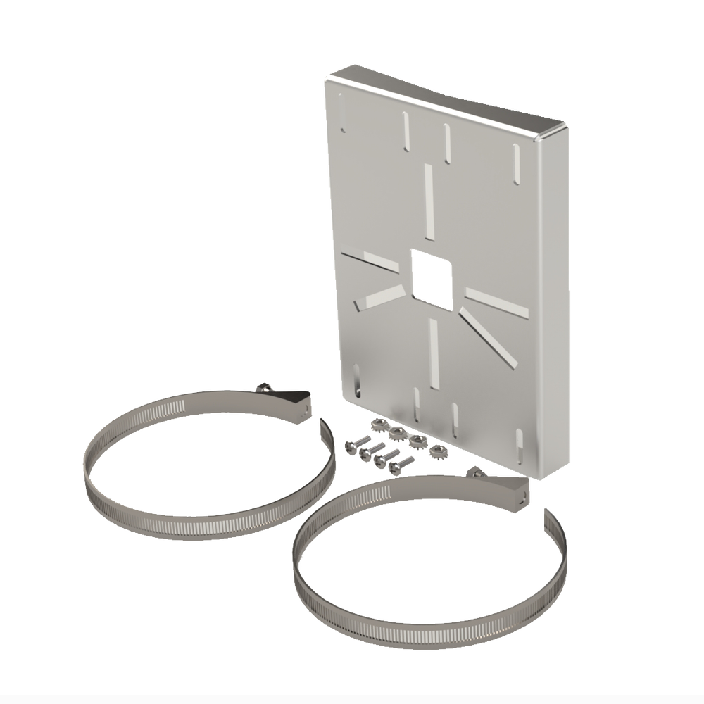 Montaje universal galvanizado para instalación de cámaras en poste 2" a 5" color gris galvanizado
